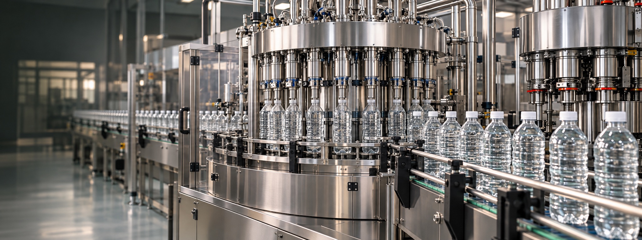 Illustration of a Bottled Water Filling Line